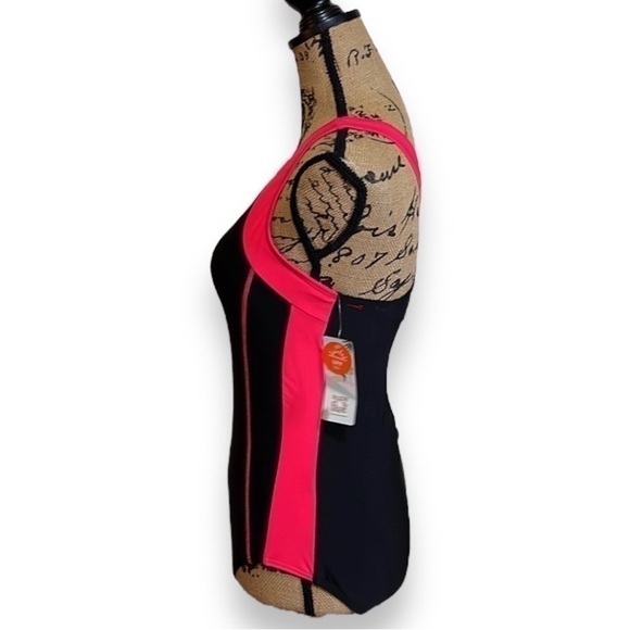 MyCharmo 50 UPF One Piece Bathing Suit Black and Pink Women’s Size M NWT! - Picture 3 of 9